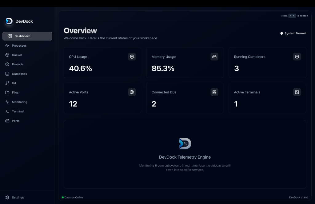 DevDock Dashboard